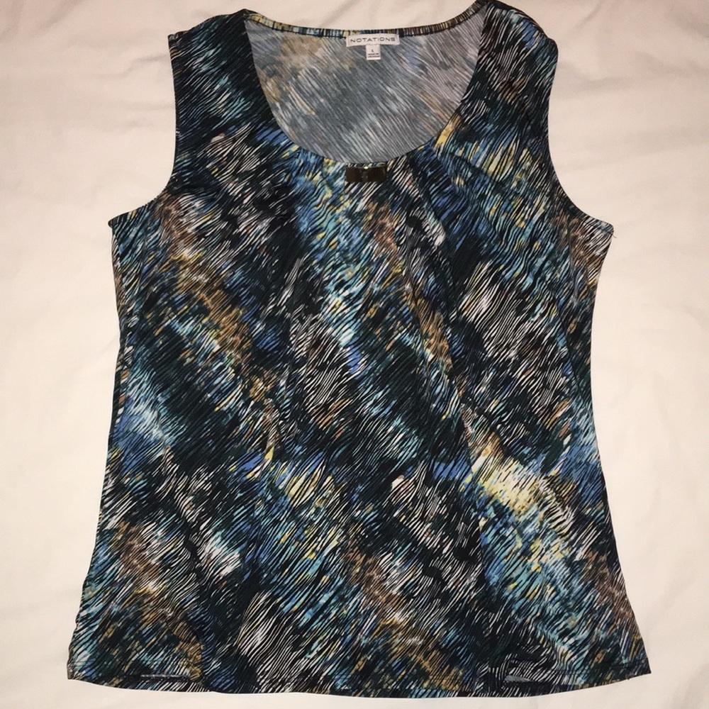 NOTATIONS Sleeveless Golden Tone Metal Accent L